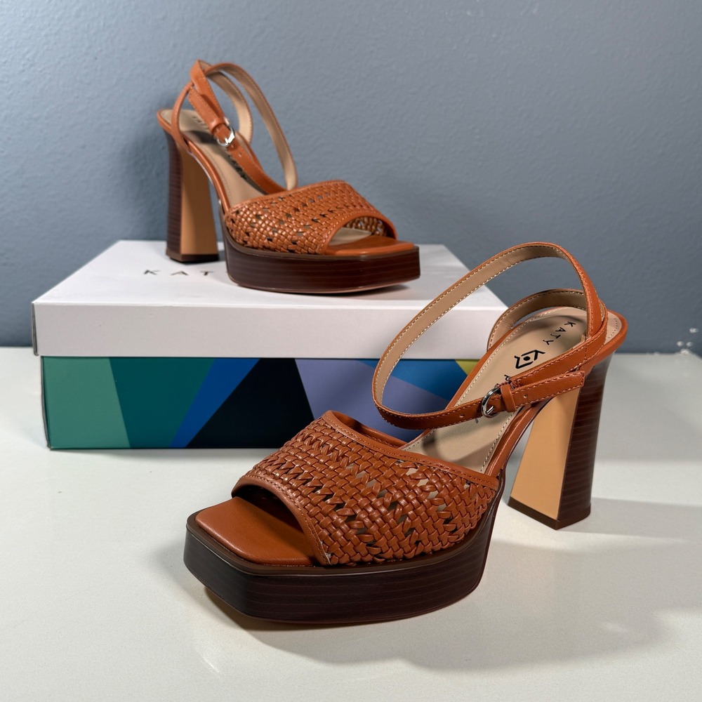 Katy Perry The Steady Ankle Strap Women 9 Ginger Biscuit New Woven Platform